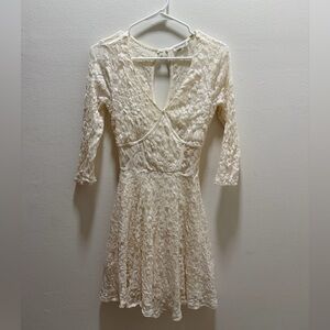 Necessary Clothing Cream Lace Long Sleeve Dress